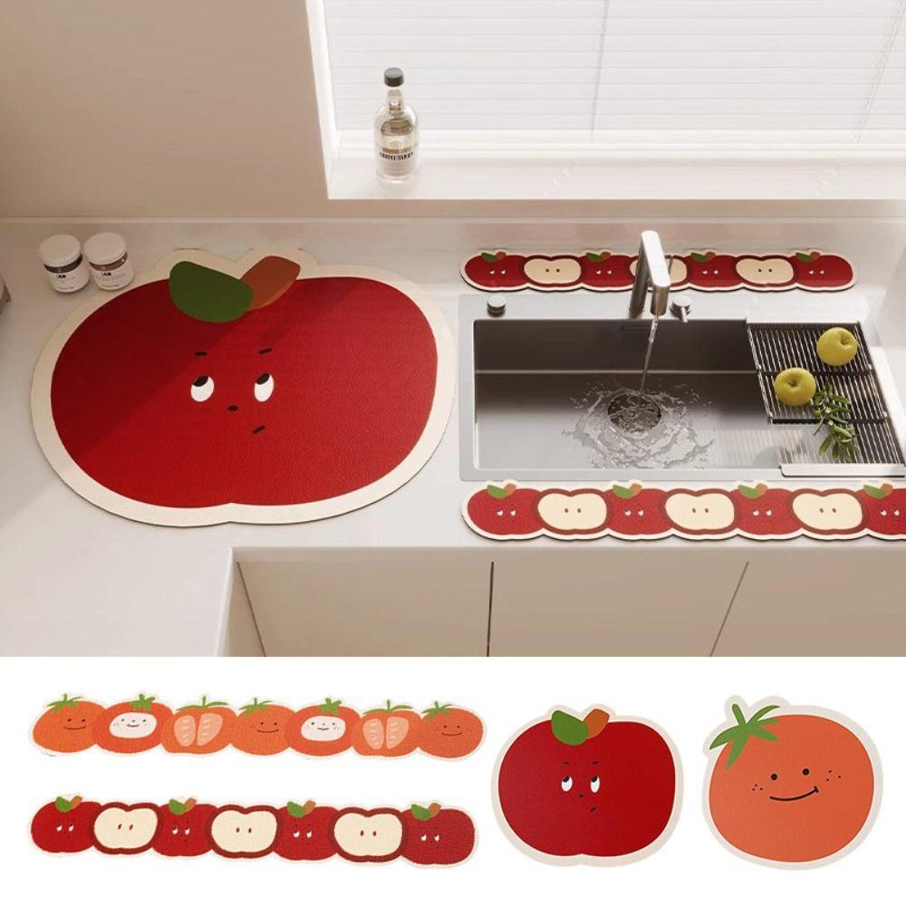 Cartoon Sink Absorbent Mat 10x60cm Coffee Pad Durable Desk Mat Kitchen Bathroom