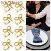 1/6/12pcs Elegant Bow Napkin Ring Buckles Metal Gold Napkin Holder Christmas Thanksgiving Gift Dinnig Table Decoration