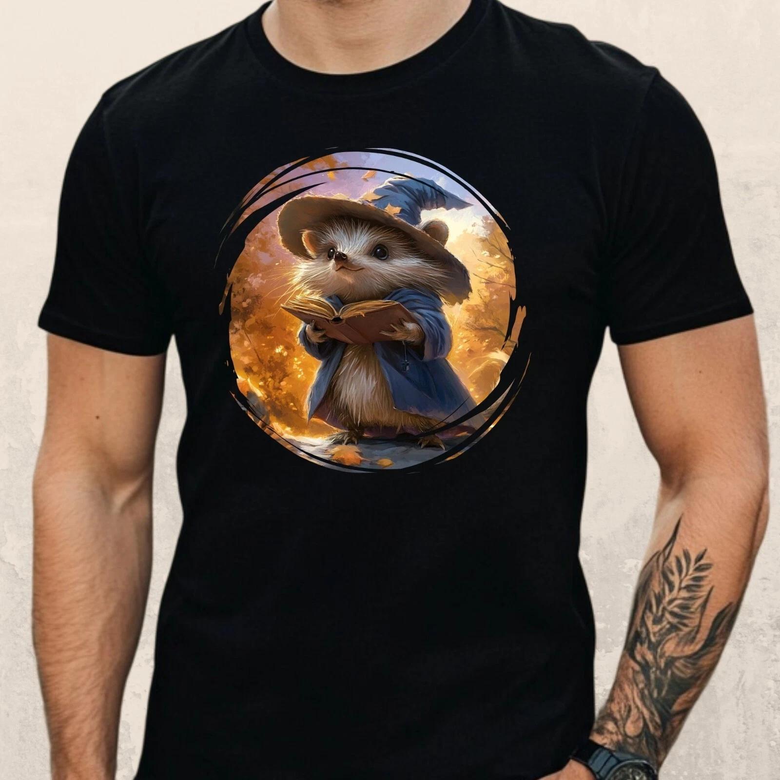 T-Shirt Herren Zauberer Igel Motiv Baumwolle Größe S bis 5XL L