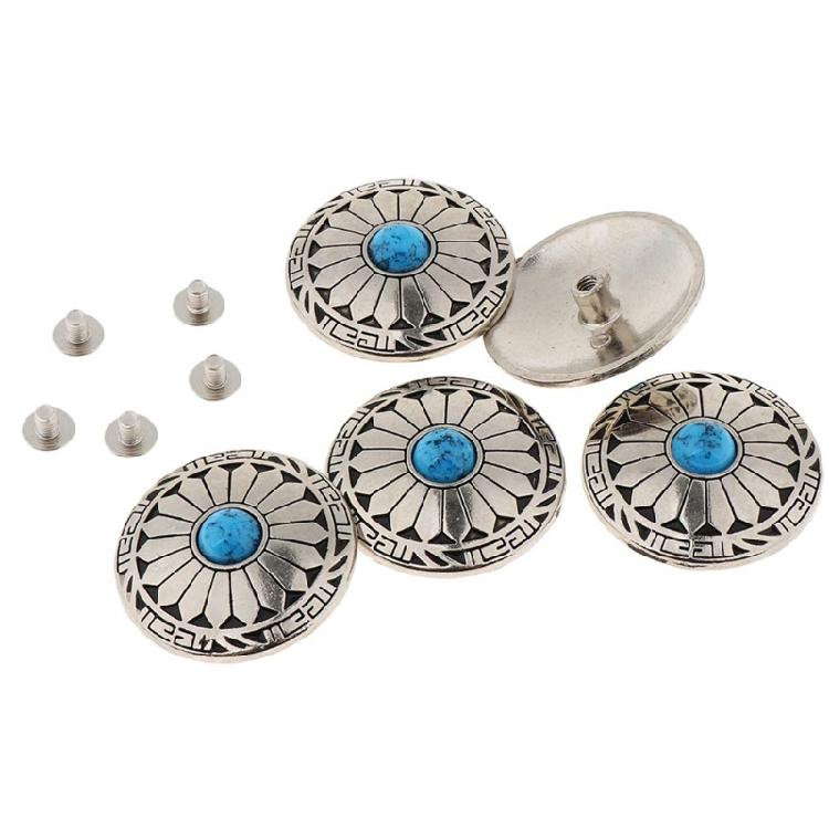 5 Pcs Leather Decorative Buttons Flower Buttons Imitation Turquoise Button for Jewellery Making Clothing Bag Dress