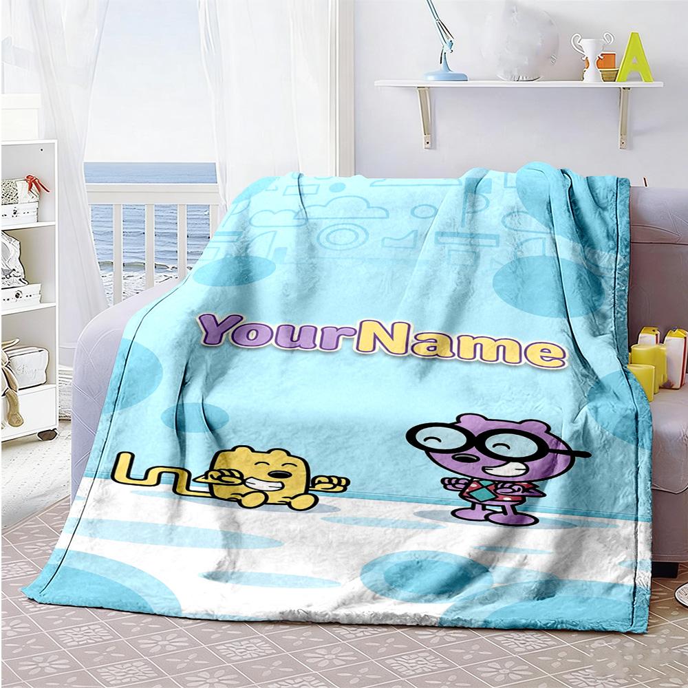 Wow! Wow! Wubbzy Personalized Name Blanket Throw Customizable Blanket Comfortable Great for Seaside Bedding Chair Bed for All Occasions
