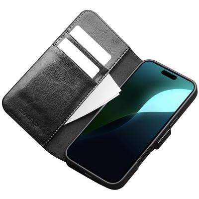QIALINO For iPhone 16 Plus Case TPU+Genuine Cow Leather Wallet Phone Cover