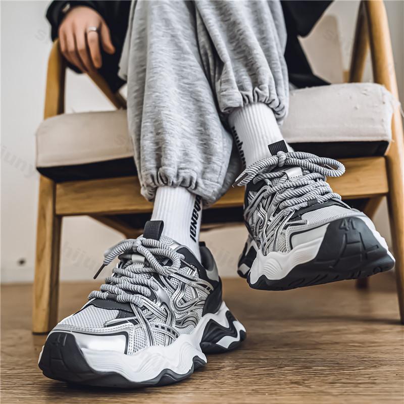Fashion Men Breathable Mesh 2025 Summer New Collection Thick Soled Casual Shoes Versatile Comfortable Height Increasing Chunky sneakers