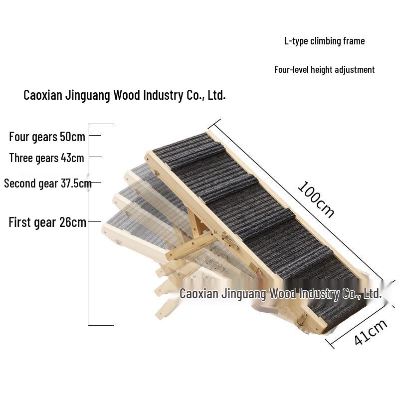 Adjustable Wooden Dog Climbing Ramp - Portable, Foldable Pet Ladder for Indoor & Outdoor Use