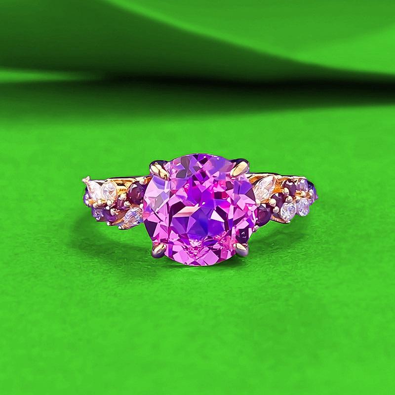 

Zhu Zhi Fan S925 Silver Gold-Plated Pink Tourmaline Ring for Women – Light Luxury Banquet Style Size 6