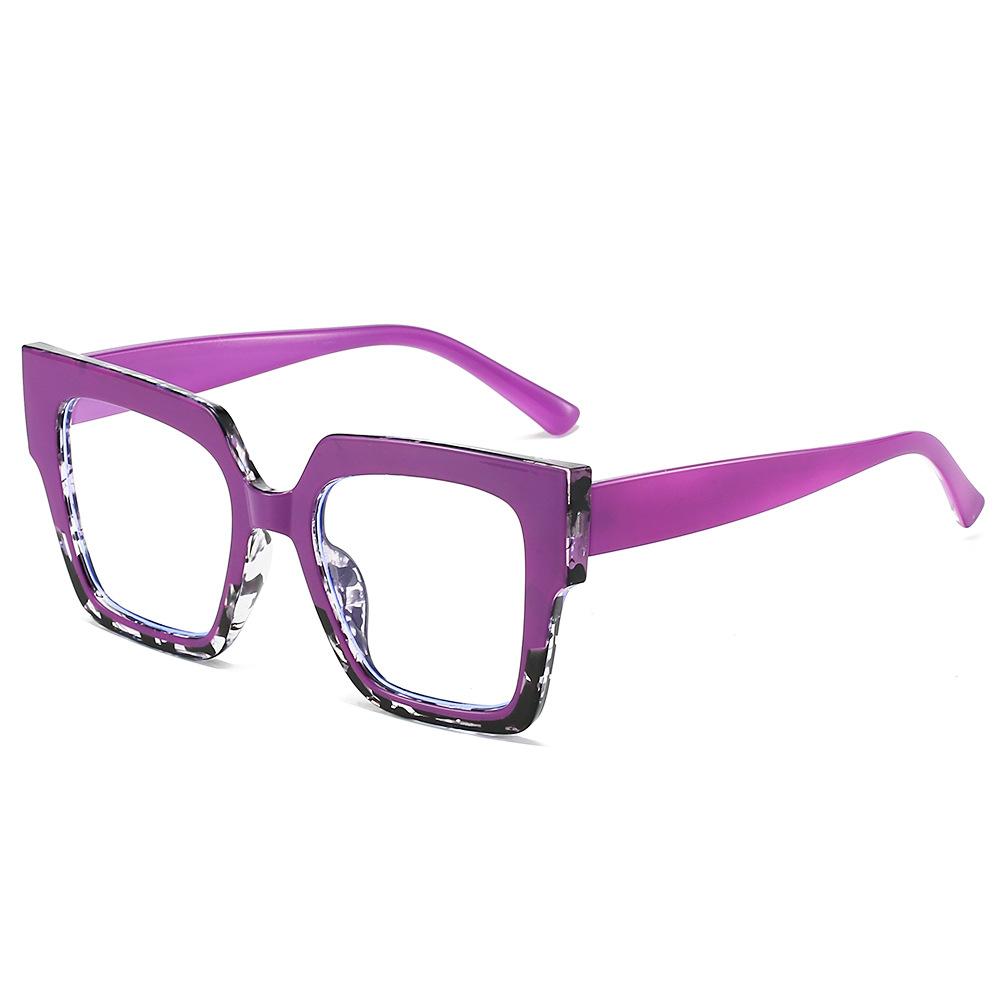 Neuer Stil Katzenaugenrahmen für Brillen Damen Persönlichkeit Farbblock Brillen Anti-Blau Klares Glas Nicht-verschreibungspflichtige Brillen