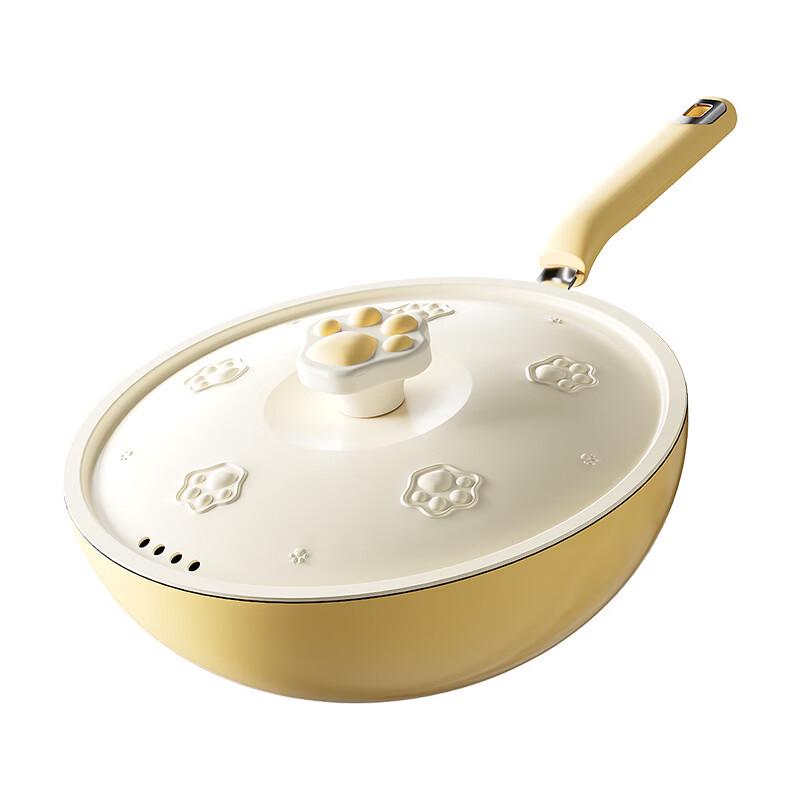 ZISIZ Ceramic Non-Stick Cat Paw Wok