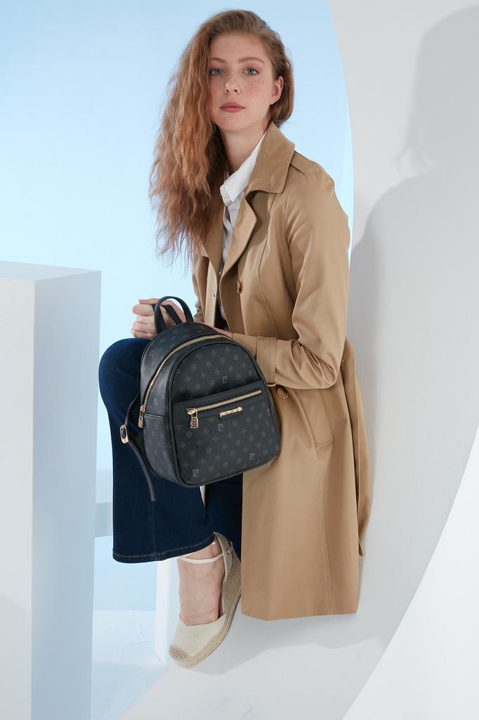 Original Pierre Cardin Coffee Monogram Luxury Backpack Coffee Monogram Women's Backpack