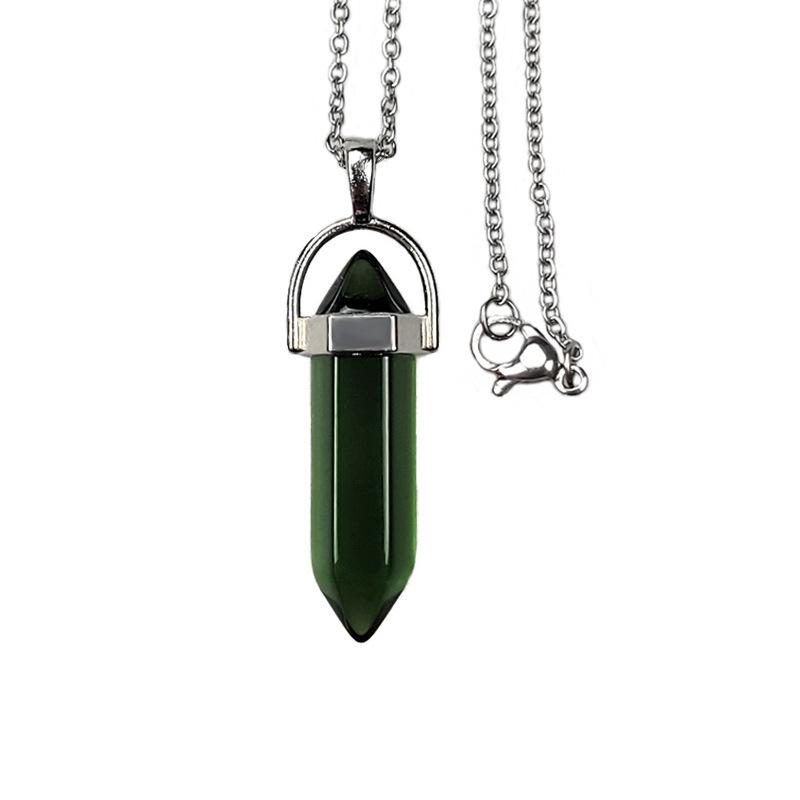 Colorful Crystal Hexagonal Necklace: Meditation Gem & Dowsing Pendulum Pendant