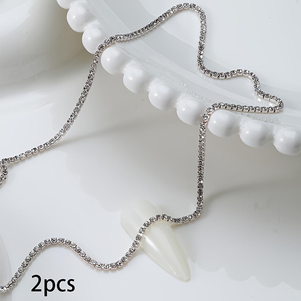 2 pieces of artificial pearl chain nail accessories Y2K metal DIY nail accessories, short nails French tips