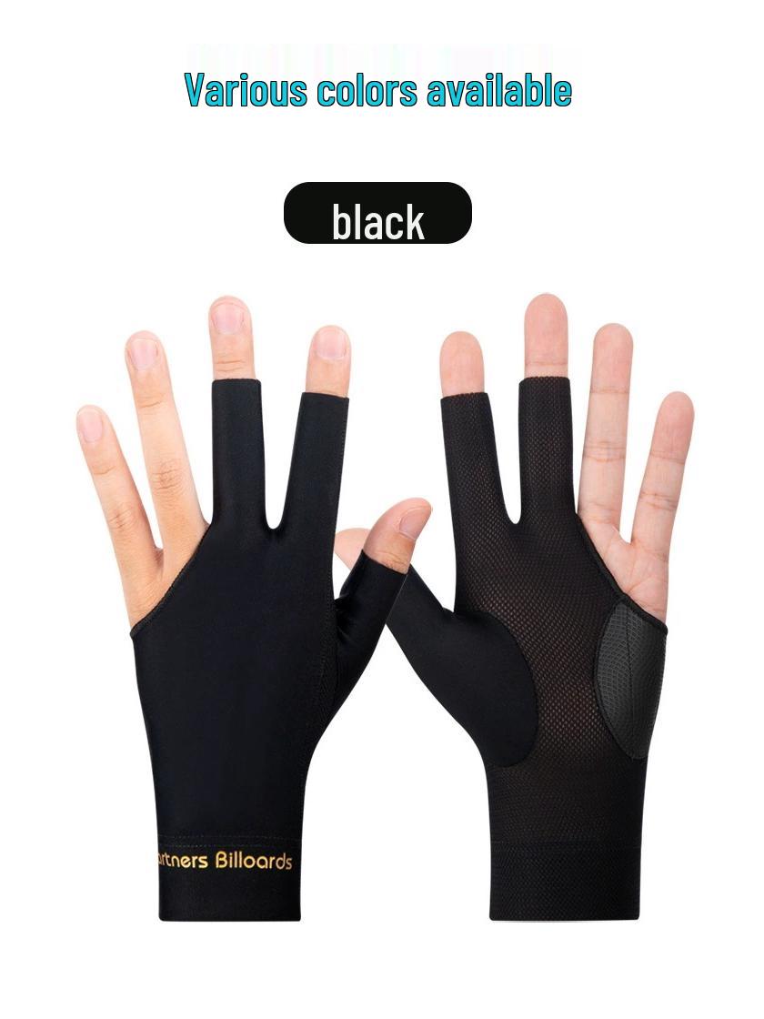 

Custom Breathable Three-Finger Billiard Gloves - Fingerless Snooker Mesh Design чорний