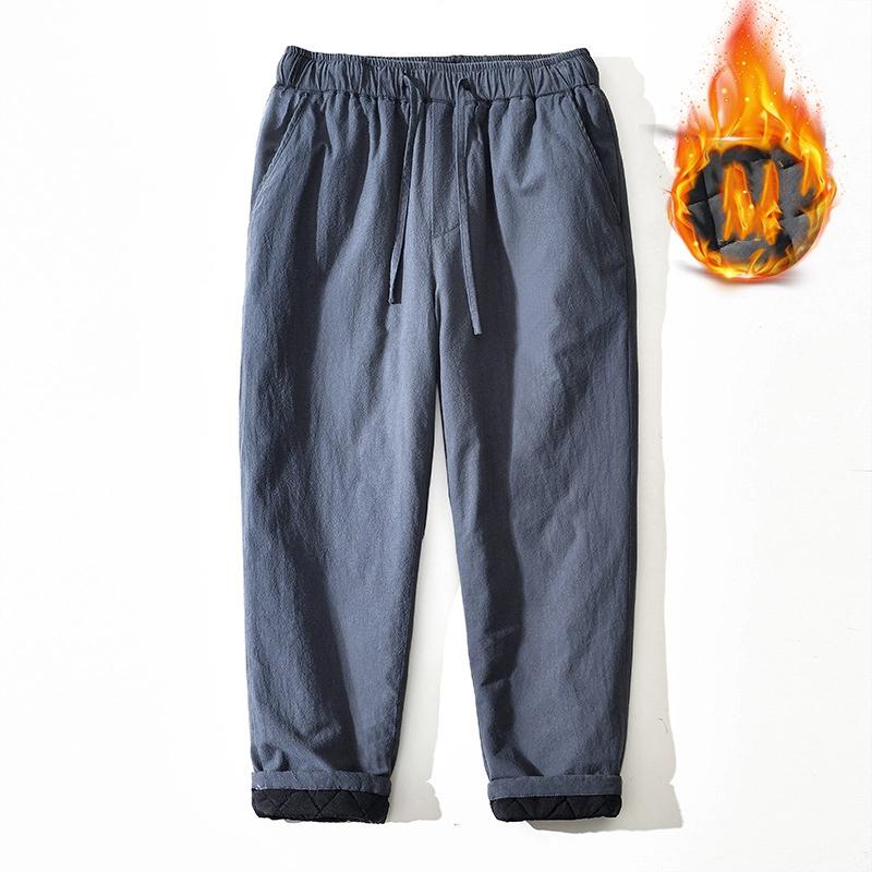 

Сохраняющие тепло Мужские Зимние Брюки в Китайском Стиле Винтажные Утепленные Мужские Брюки Повседневные Однотонные на Кулиске Эластичная Талия Прямые Повседневные Брюки XXXL темно серый