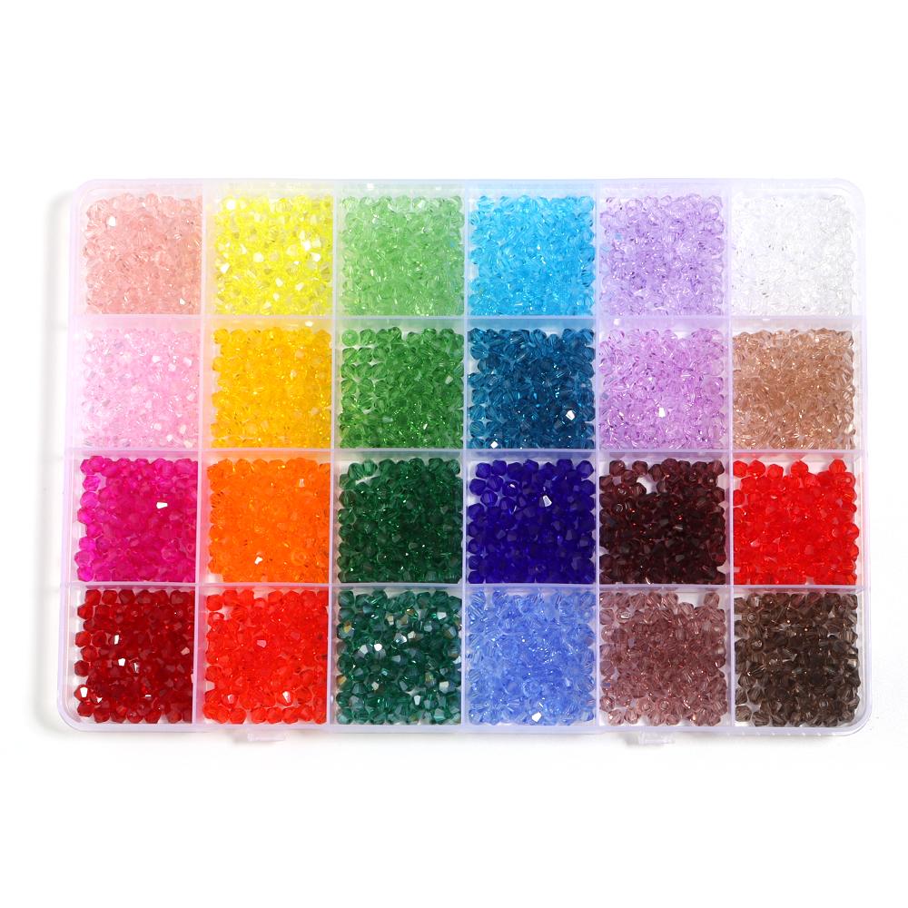 15/24Grids 4mm Multicolor Crystal Beads Bicone Shaped Faceted Loose Glass Beads For Jewelry Making Bracelet Necklace DIY Earring