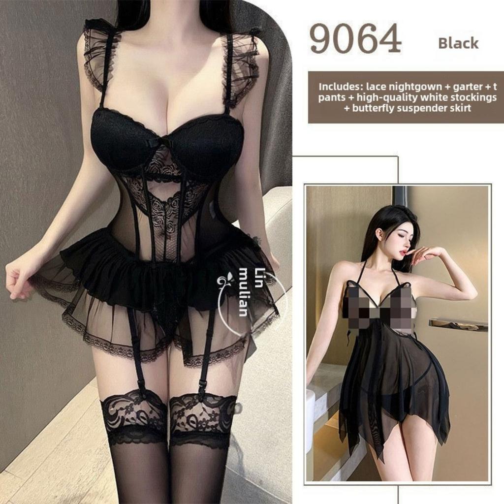 Sexy Lingerie Uniform Hollow Mesh Passion Suit Free of Temptation Small Chest Show Big Nightdress