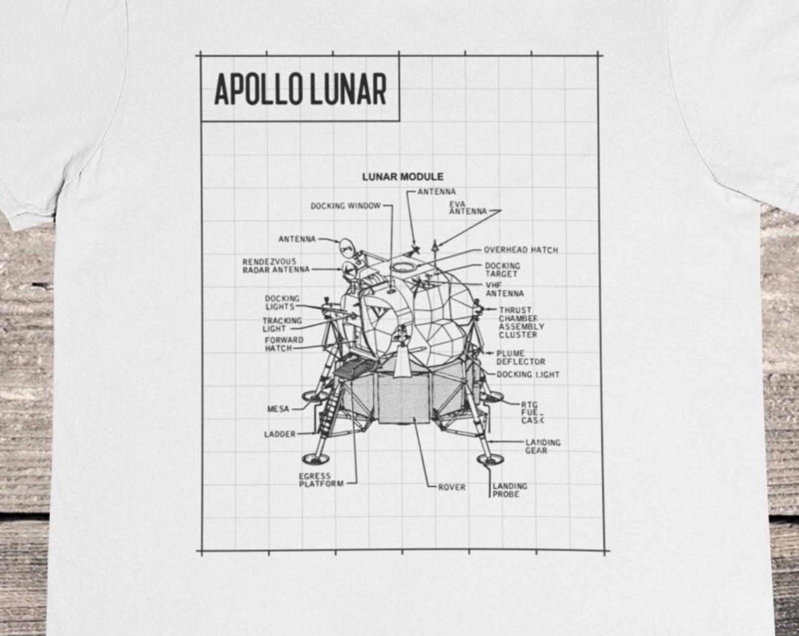 Apollo Lunar Module Blueprint T-shirt: NASA Space Tee XL