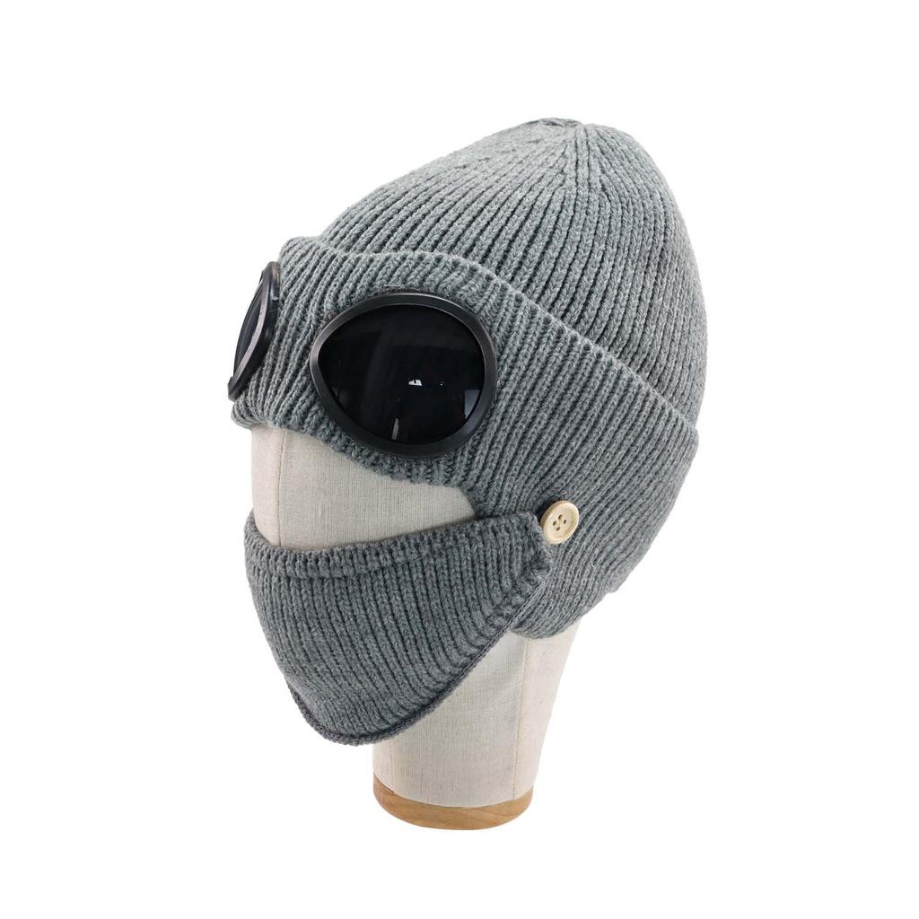 Neue Sonnenbrillen-Strickmütze, kältebeständige und warme Wollmütze mit verdickter Wolle, vielseitige Hipster-Brillenmaske, Kaltmütze für Herren und Damen