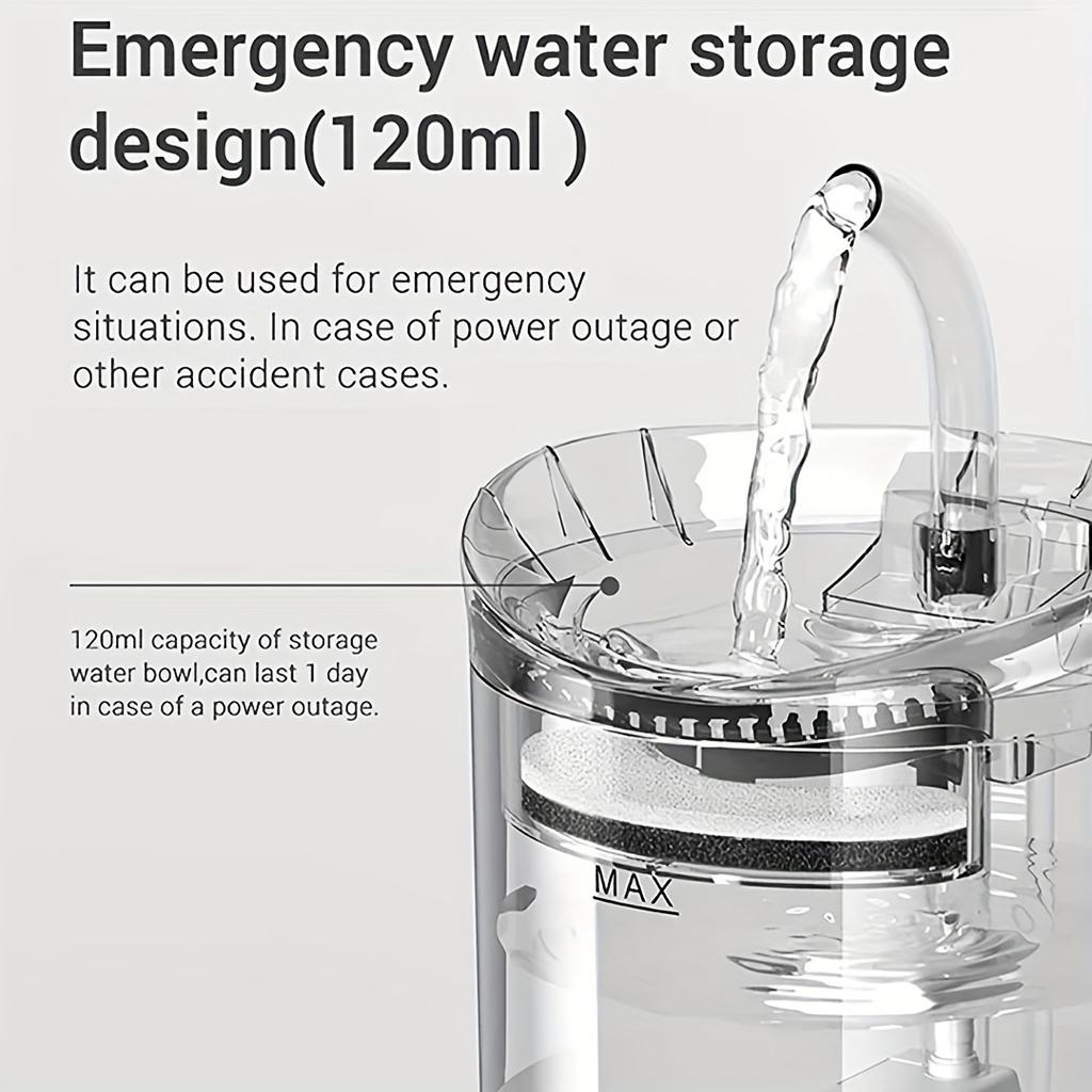 60.87oz Smart Cat Water Dispenser with Faucet, Dog Water Dispenser, Transparent Water Dispenser, Pet Water Filter Feeder