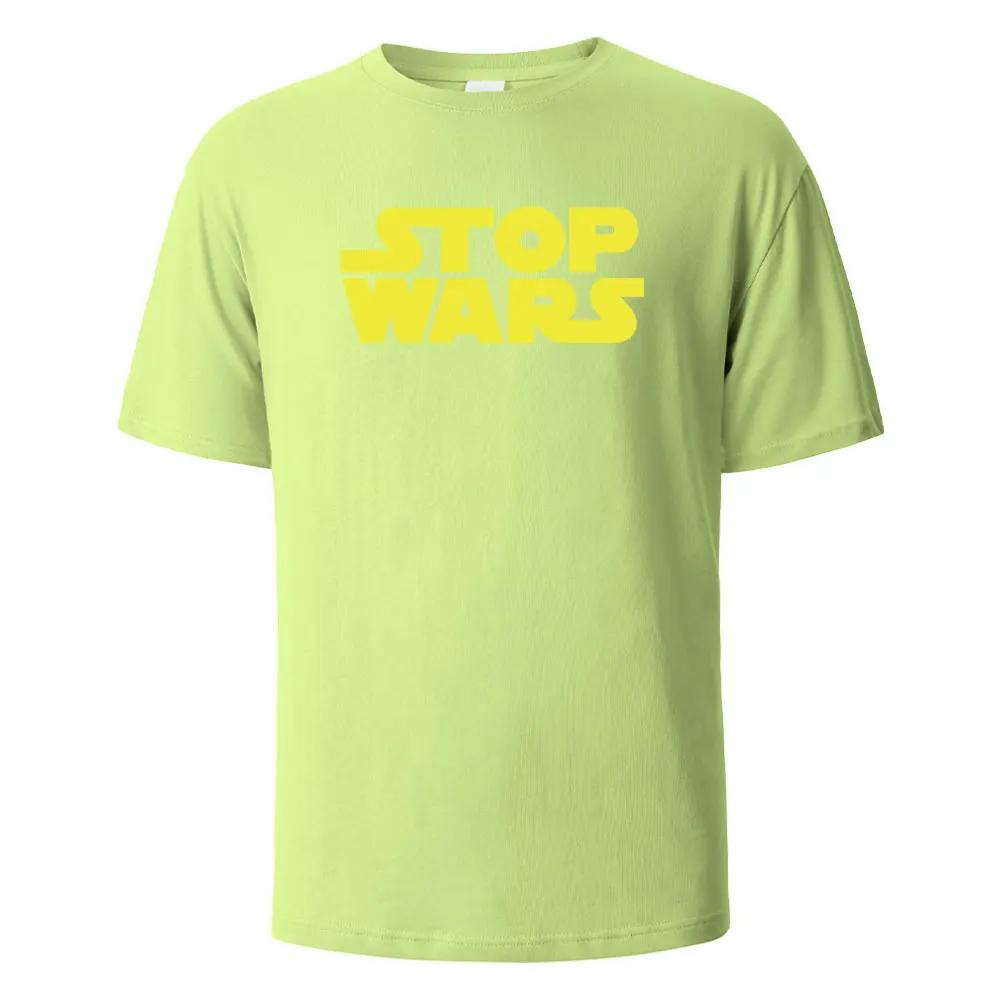 Stop Wars Printing‘s T-shirt Street Casual Breathable Tees 100% Cotton Funny Tops Street Oversized T-Shirts For Women