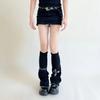 1 pair of punk cute y2k reversible women's calf pile socks for autumn and winter, funny and warm wide knit jk leg covers