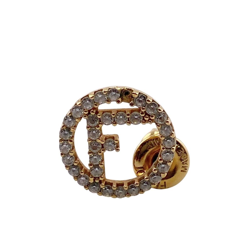 FENDI Rhinestone Ehuise Fendi Pierce gold Women Used