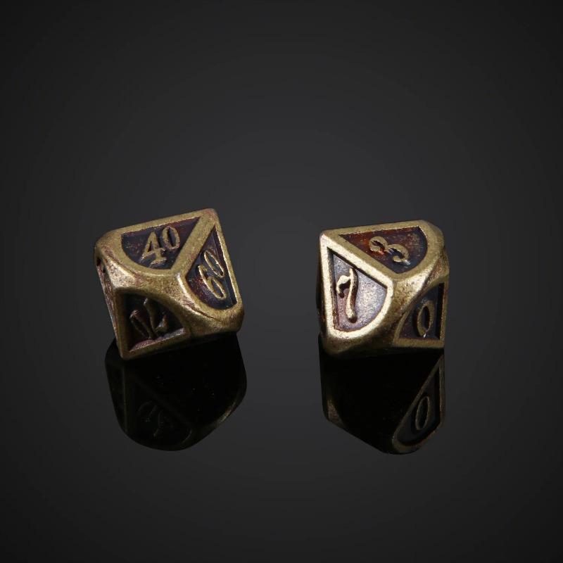 7 Stück Metall Polyedrische Würfel Bronze DND Spielwürfel für RPG Dungeons and Dragons DND RPG MTG D20 D12 D10 D8 D6 D4 Tischspiel