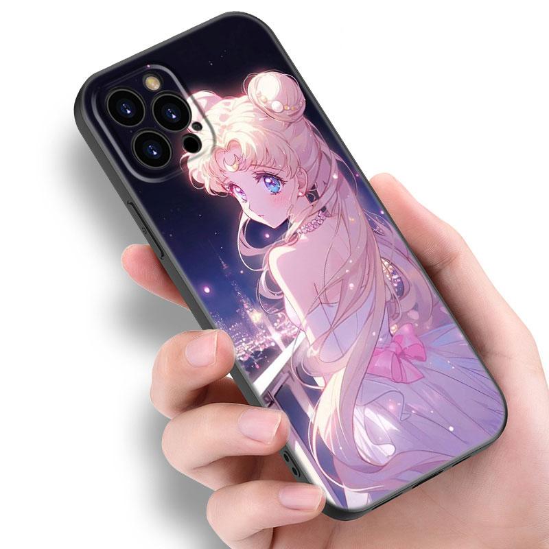 

Японский мультфильм Sailor Moom черный силиконовый чехол для телефона для Apple iPhone 12 13 Mini 11 14 15 Pro Max 7 8 Plus X XR XS SE 2020 2022 iPhone XR