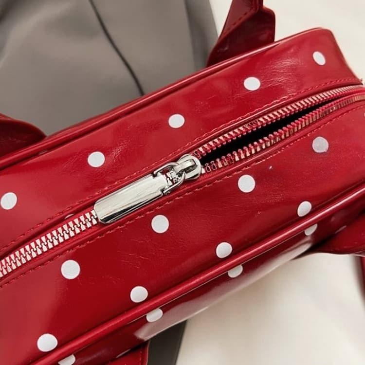 Patent Leather Polka Dot Boston Bag Women's Tote Shoulder Bag