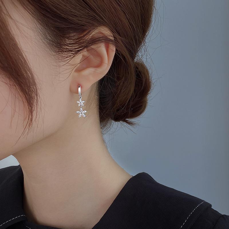 925 Sterling copper Exquisite Flower Zircon Earrings Are Fashionable And Elegant Suitable For Women To Wear Zircon
