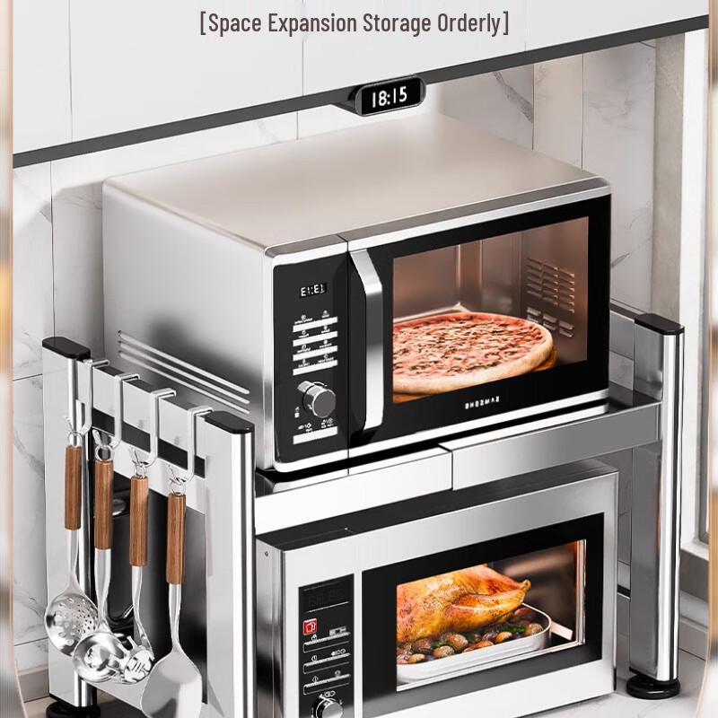 Extendable 3-Tier Kitchen Microwave Oven Storage Rack