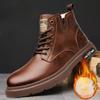 Outdoor Boots Men's Autumn and Winter New Trendy Leather Shoes British Style Retro Tooling Short Boots