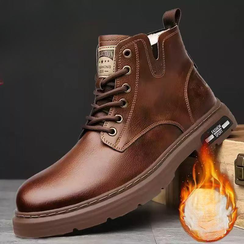 Outdoor Boots Men's Autumn and Winter New Trendy Leather Shoes British Style Retro Tooling Short Boots