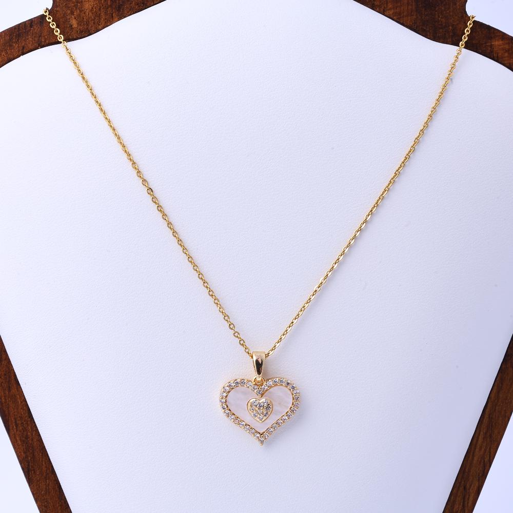 [In furnace Electroplating] European and American Mother's Day Love Rose Titanium Steel Necklace Women's Micro inlaid Zircon Pen