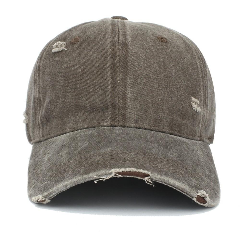 Washed Cotton Distressed Peaked Cap Ripped Brim Sunscreen Hats For Man Women Unisex кофейный