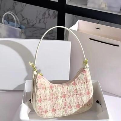 Bolso de Mujer Bolsos de Hombro Nueva Moda Pequeño Diseño de Nicho Tejido Cremallera Bolso de Media Luna Ocio Versátil Coreano Bolso de Mano para Exteriores