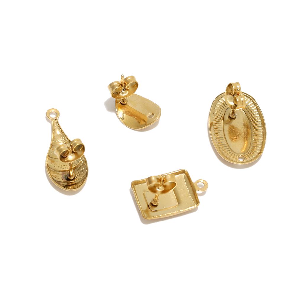 10pcs Gold Color Stainless Steel Classical Stud Posts for DIY Earrings Pendants Jewelry Making Dangle Charms Craft Components