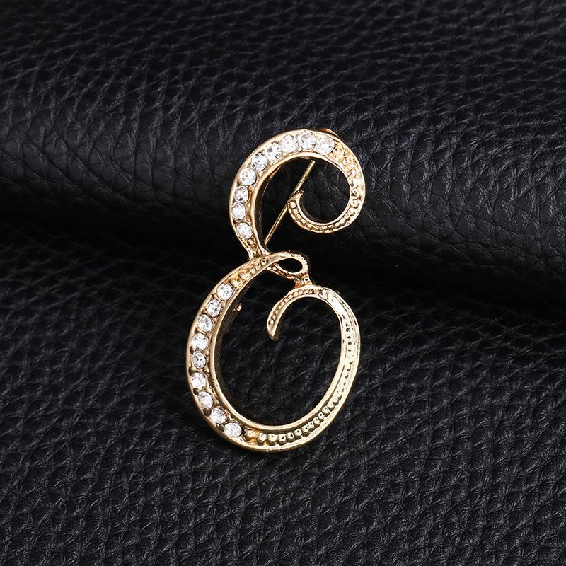 

1 шт. Брошь-булавка, любовные подарки, памятные украшения, свадебная хрустальная брошь, 26 английских букв, модная одежда, аксессуары, броши E золотой
