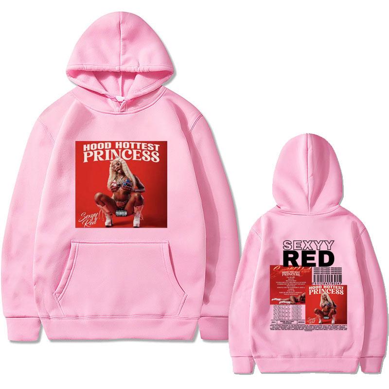 Rapper Sexyy Red Hood Hottest Princess Double Sided Print Hoodie Men Women Fashion Hip Hop Oversized Pullover Unisex Streetwear