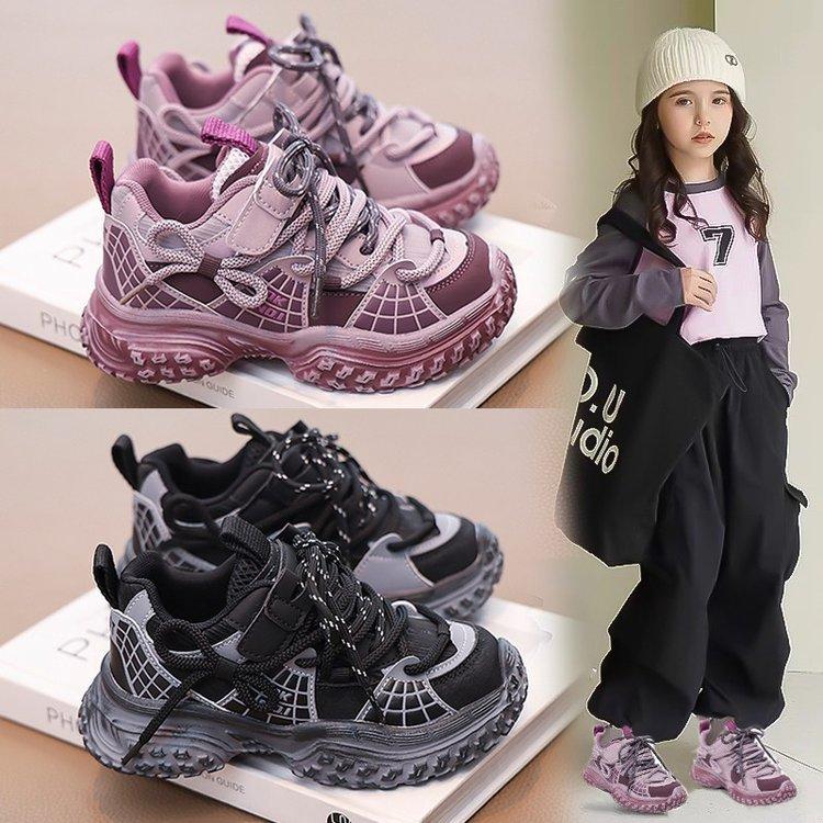 Girls' sports shoes 2025 spring new fashion shoes children's outdoor leisure hiking shoes medium and large children's boys' shoes
