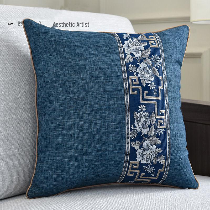 Large Chinese-Style Lumbar Throw Pillow for Sofa/Bedside 30x50cm Cover Only