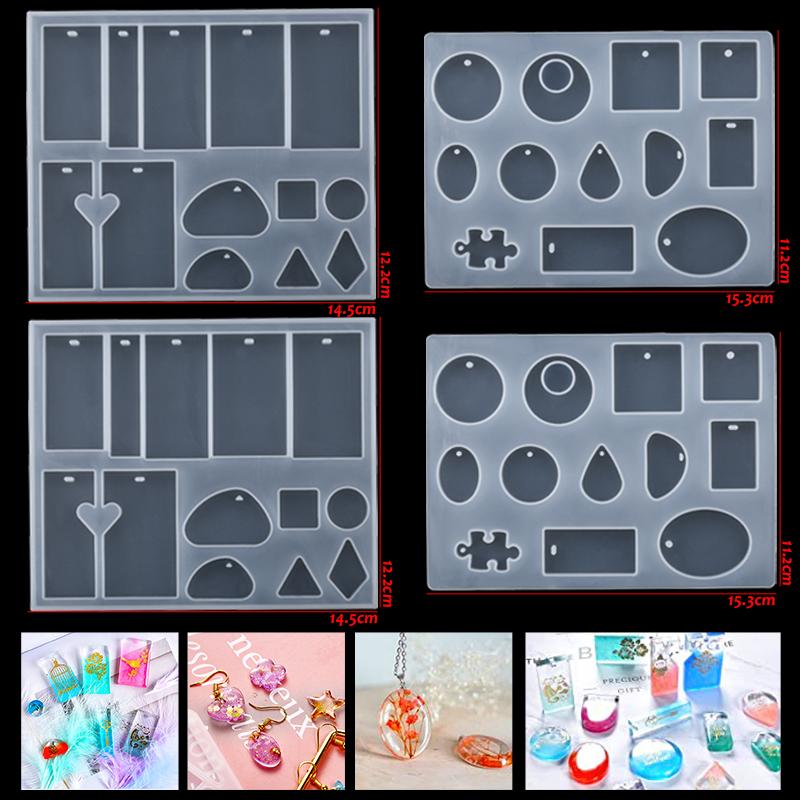 Epoxy Casting Molds Set Silicone UV Casting Tools Kits Resin Casting Molds For Jewelry Making DIY Earring Findings 16 Styles