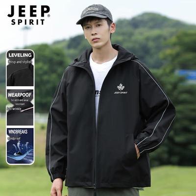 JEEP SPIRIT Męska wiatroodporna kurtka casual z kapturem