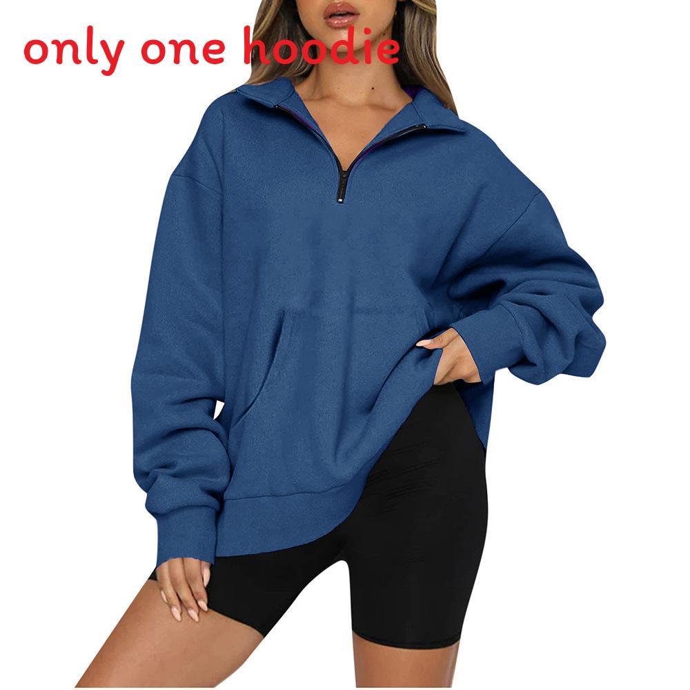 Womens Solid Color Sweatshirt With Pockets And Long Sleeves For Casual Wear