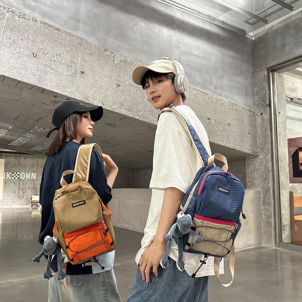 Schoolbag1011 summer Korean version of the new mountain drawstring plaid mini backpack female student commuting outdoor light backpack