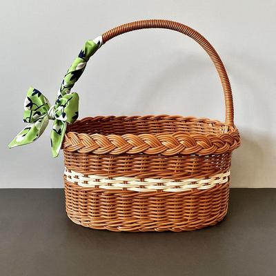 Imitation Rattan Woven Picnic and Storage Basket - Hand-held Gift or Baby Basket