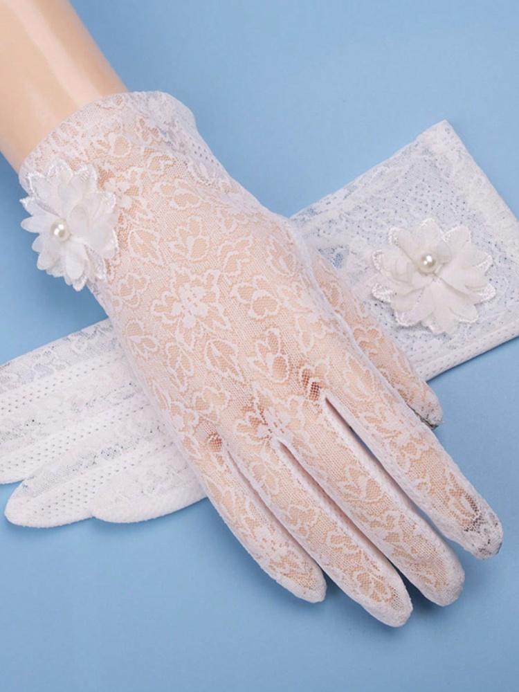 1piece white lace glove elegant transparent lady's short wedding glove