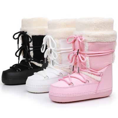 Fashion Fashion Winter Fluffy Women's Snow Boots Outdoor Faux Fur Cotton Boots Waterproof Middle Calf Platform Shoes Female Ski Boots