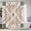 Bathroom Shower Curtain Set with Modern Geometric Print for Home Decor Green Brown Colors, Waterproof Fabric Material, Perfect M