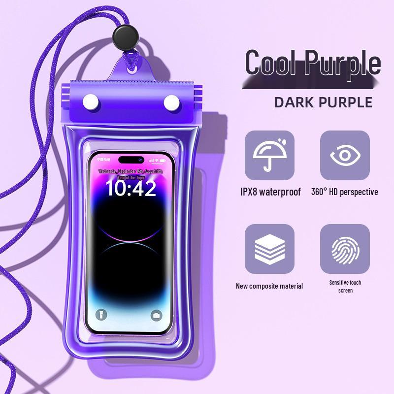 Waterproof Floating Phone Pouch with Airbag, Touchscreen Compatible, Ideal for Swimming, Rafting, and Rainproof for Food Delivery Riders.
