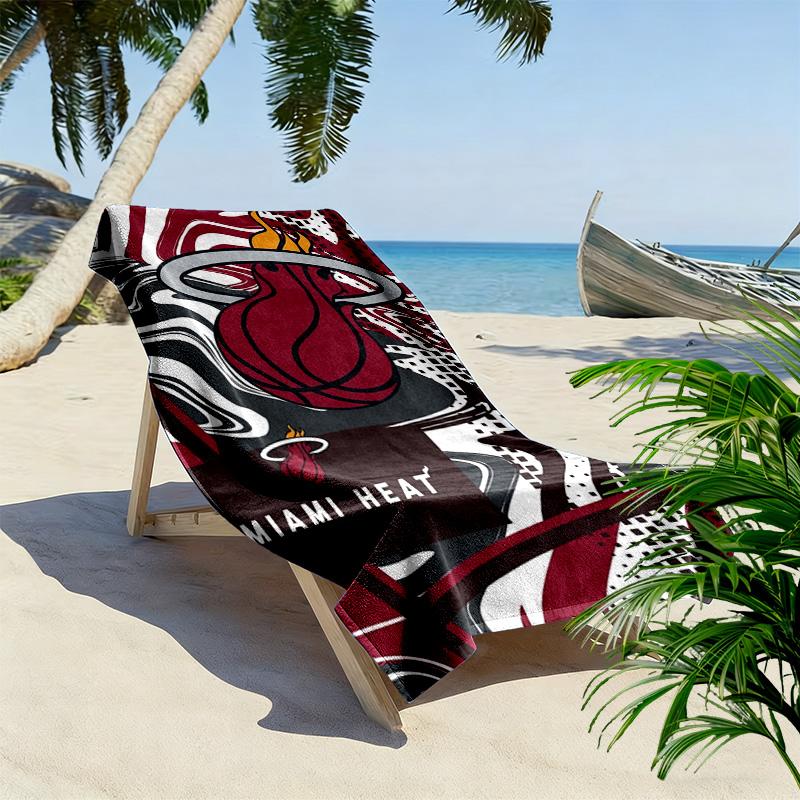 Miami Heat Print Beach Towel, Large Soft Quick Dry Towel for Beach Camping Swimming