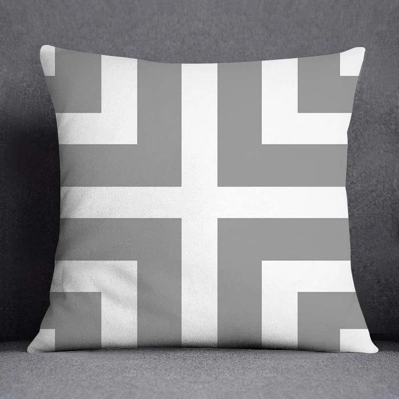Gray Low White Flower Pattern Home Decoration Pillowcase Square Office  Cushion Cover